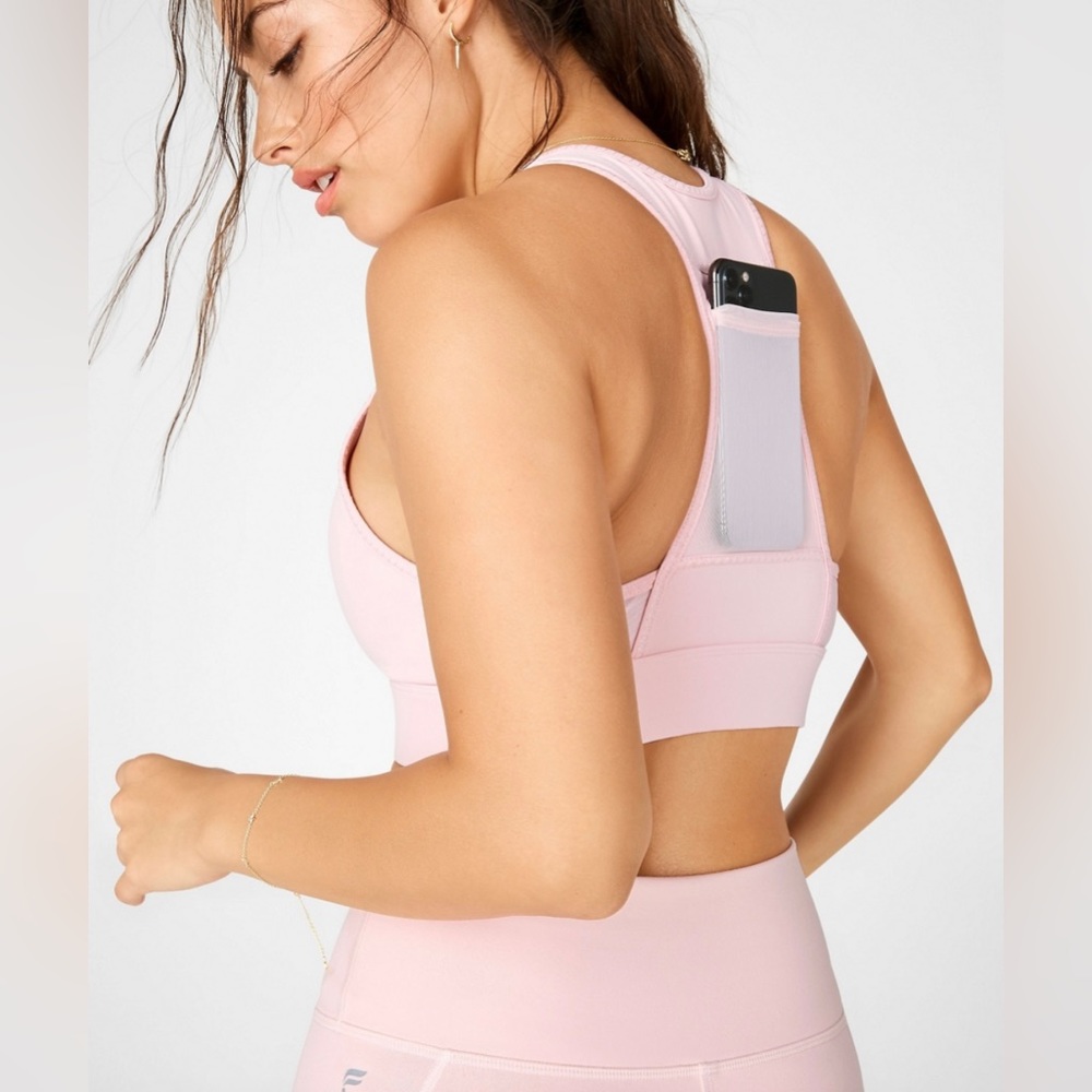 Fabletics SET: High-Waisted Leggings AND Racerback Bra-Large-Pink- NEW WITH TAGS